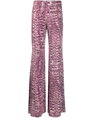 Alberta Ferretti Graphic-print Straight-leg Pants - Red