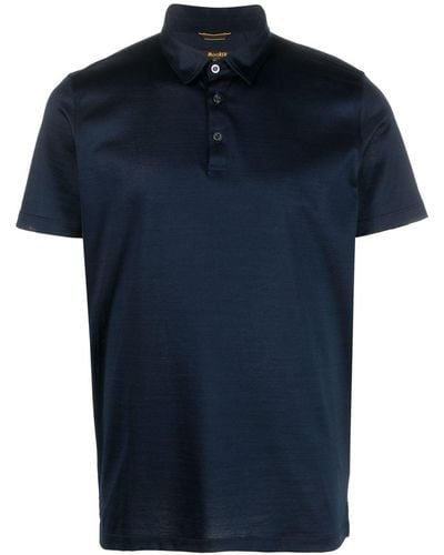 Moorer Short-sleeve Satin Polo Shirt - Blue