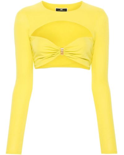 Elisabetta Franchi Cut-out Cropped Top - Yellow