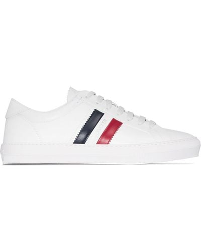 Moncler New Monaco Striped Low-top Leather Sneakers - White