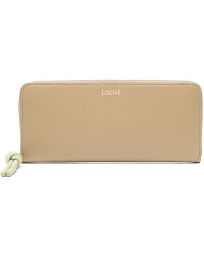 Loewe Knot Zip-up Leather Wallet - Natural