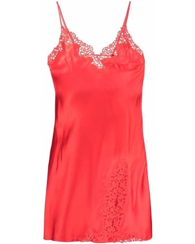 La Perla Macramé-detail Slip Dress - Red