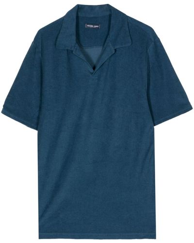 Frescobol Carioca Faustino Poloshirt Met Badstof Afwerking - Blauw