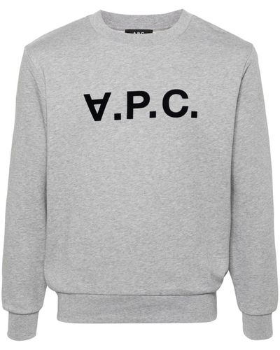 A.P.C. Sweatshirt mit beflocktem Logo - Grau