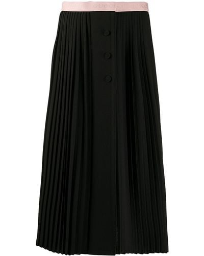 Gucci Logo Waistband Pleated Skirt - Black
