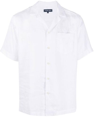 Frescobol Carioca Leinenhemd mit kurzen Ärmeln - Weiß