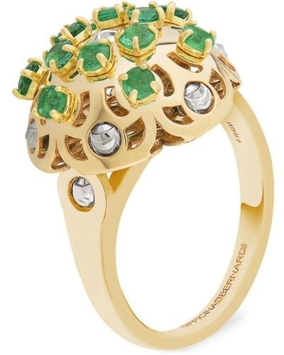 Officina Bernardi 18kt Yellow Gold Small Damasco Emerald Ring - Metallic