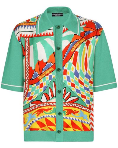 Dolce & Gabbana Abstract-pattern Short-sleeve Shirt - Green