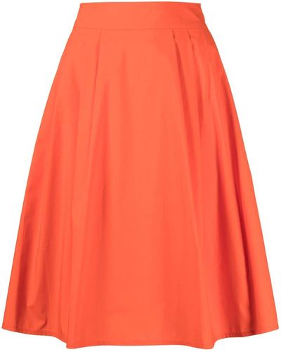 Paule Ka Poplin-textured A-line Skirt - Orange