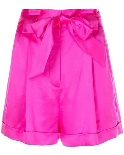 Michelle Mason Pleated-detail Belted Shorts - Pink