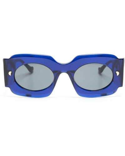 Nanushka Cathi Bio-plastic Square-frame Sunglasses - Blue