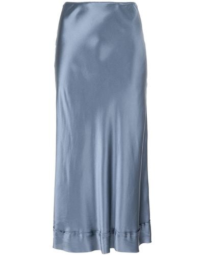 Lee Mathews Stella Silk Satin Skirt - Blue