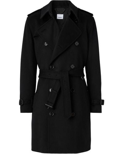 Burberry Cashmere Kensington Trench Coat - Black