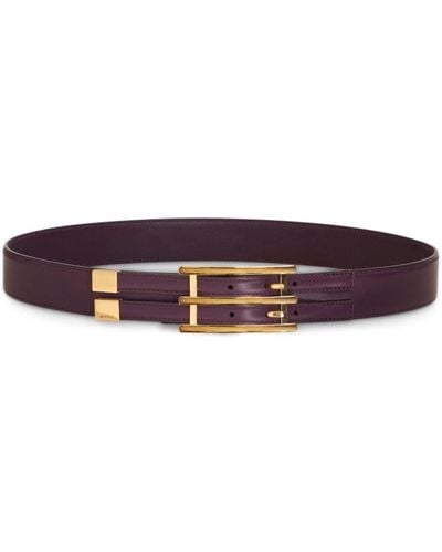 Etro Rectangle-buckle Leather Belt - Purple