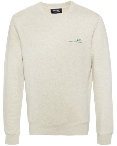 A.P.C. Meliertes Sweatshirt mit Logo-Print - Weiß