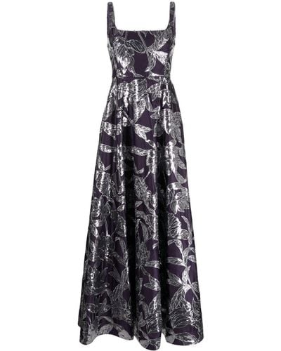 Marchesa Lotus Sequin-embellished Gown - Blue