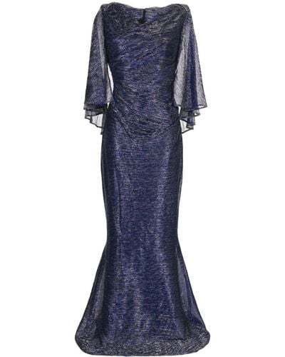 Talbot Runhof Doris Metallic-voile Gown - Blue