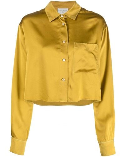 Forte Forte Satin-finish Silk Cropped Shirt - Yellow