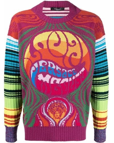 Versace Medusa Music-print Sweater - Orange