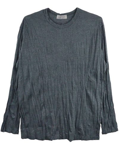 Yohji Yamamoto Crinkle-pattern Cotton-blend T-shirt - Grey