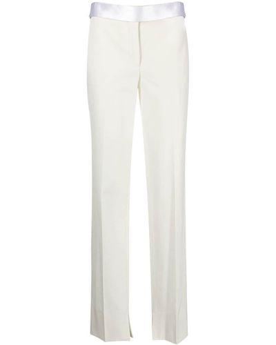 Stella McCartney Pantalon à taille satinée - Blanc