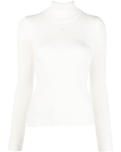 Courreges Funnel-neck Knitted Top - White