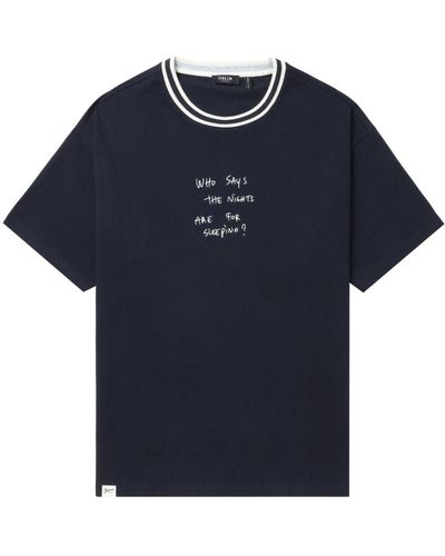 FIVE CM Text-print Cotton T-shirt - Blue