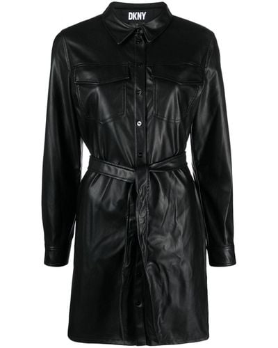 DKNY Long-sleeve Button-up Minidress - Black