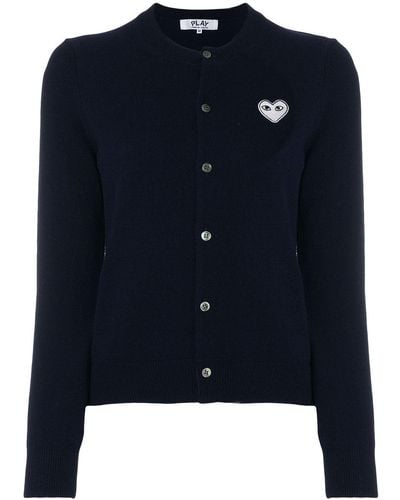 COMME DES GARÇONS PLAY Embroidered Heart Cardigan - Blue