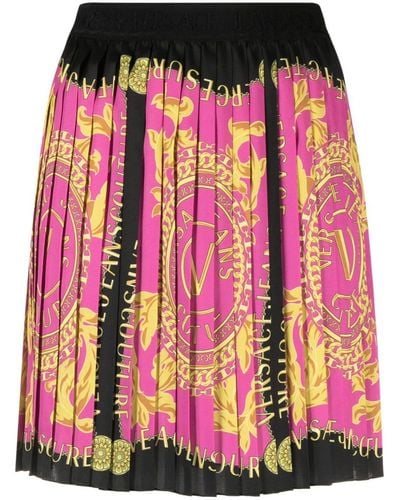 Versace Logo Couture Pleated Miniskirt - Pink