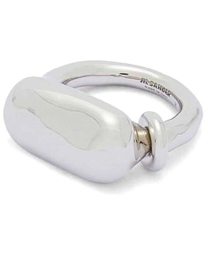 Jil Sander Logo-engraved Band Ring - White