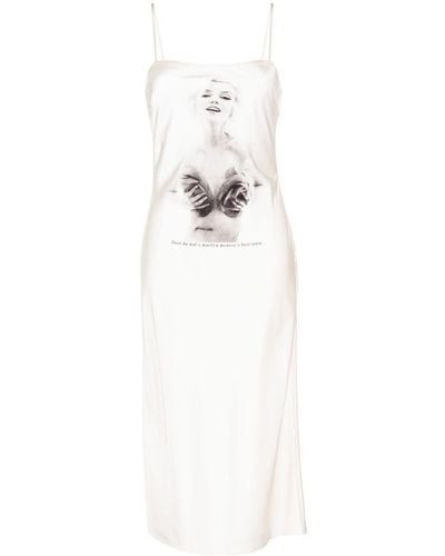 Fleur du Mal Robe mi-longue Marilyn à design sans manches - Blanc