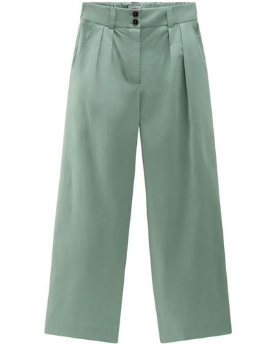 Woolrich Wide-leg Cotton Trousers - Green