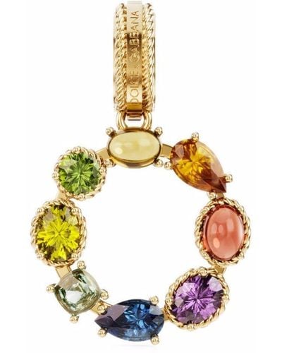 Dolce & Gabbana Rainbow Alphabet O 18kt Yellow Gold Multi-stone Pendant - Metallic