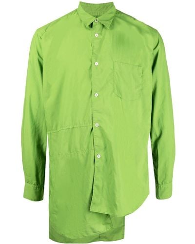 Comme des Garçons Asymmetric-hem Long-sleeved Shirt - Green