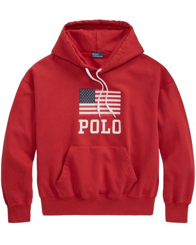 Polo Ralph Lauren Logo-print Cotton-blend Hoodie - Red