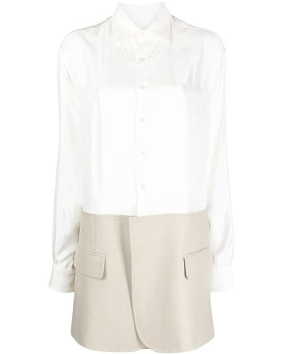 MM6 by Maison Martin Margiela Spliced Embroidered Shirt Dress - White