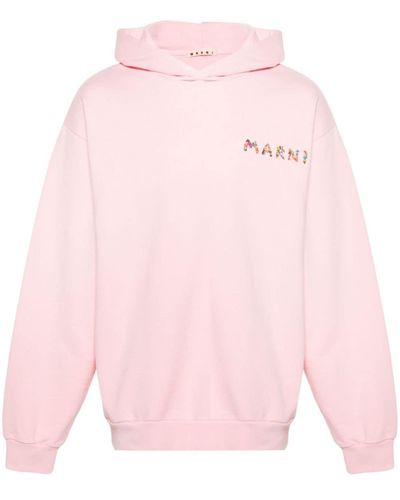 Marni Logo-print Cotton Hoodie - ピンク