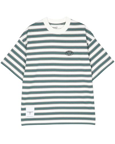 Izzue Striped Logo T-shirt - Grey