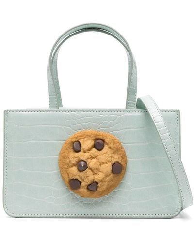 Puppets and Puppets Small Cookie Snakeskin-effect Tote Bag - Blue