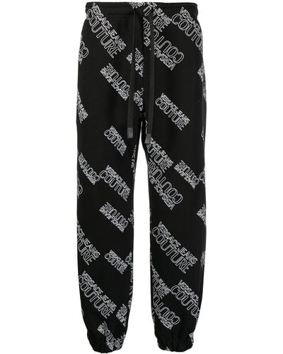 Versace All-over Logo Track Pants - Black