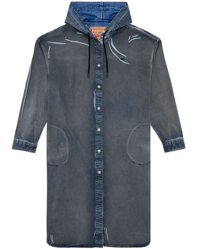 DIESEL Robe-chemise en jean DE-DALIS à capuche - Bleu