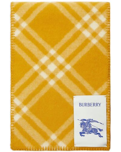 Burberry Reversible Checked Wool Scarf - Yellow