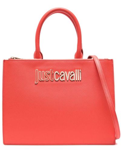 Just Cavalli Logo-lettering Faux-leather Tote Bag - Red