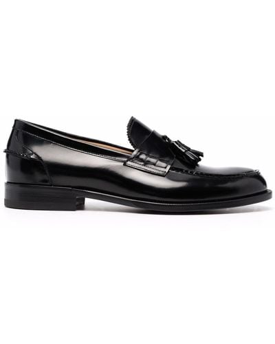 SCAROSSO Ralph Tassel-embellished Leather Loafers - Black