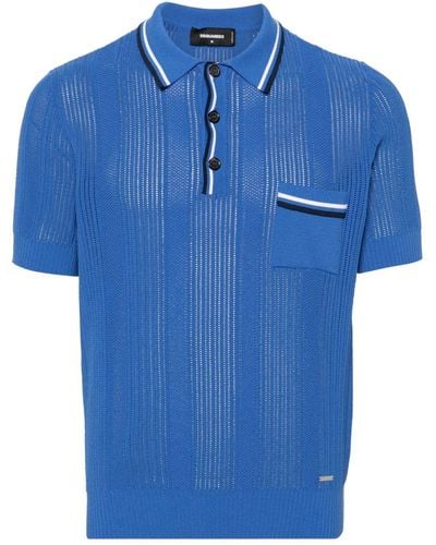 DSquared² Crochet-knit Polo Shirt - Blue