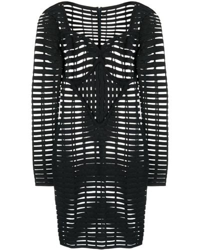 Genny Open-knit Bustier Minidress - Black