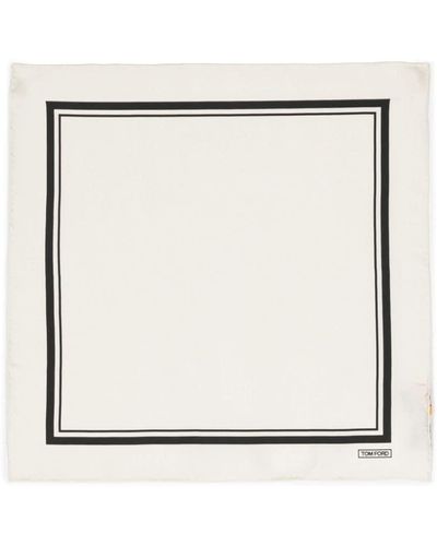 Tom Ford Square-print Pocket Scarf - White