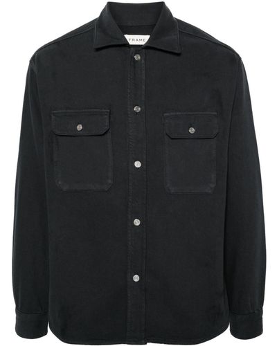 FRAME Long-sleeve Cotton Overshirt - Black