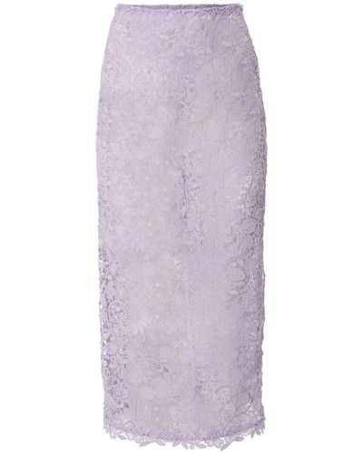 Carolina Herrera Floral-lace Midi Skirt - Purple